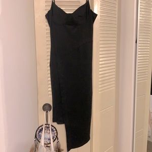 Bustier Black Midi Velvet Dress